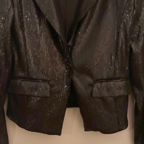 Wet Seal Sequins Black Blazer Jacket with Structured Shoulders size Juniors L - Picture 6 of 8